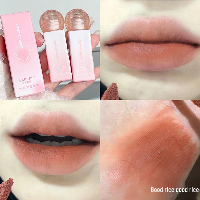 CAPUPU Velvet Matte Nude Lip Glaze - Long-Lasting Lip Mud for Yellow Skin.