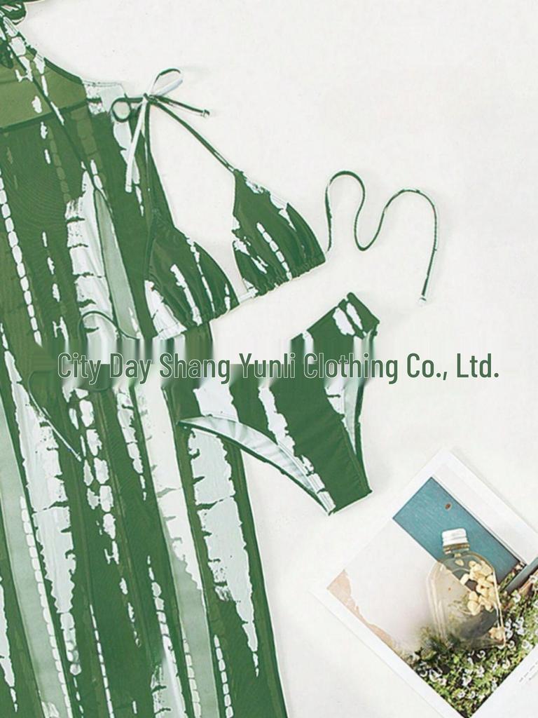 European & American Sexy Split Bikini Swimwear: Three-Piece Set with Beach Long Dress