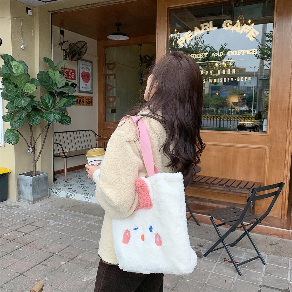 Elegant Plush Cartoon Rabbit Tote Bag Perfect For Casual Days And Commutes Work