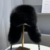 New Winter Men's 100% Real Silver Fox Fur Bomber Hat Raccoon Fur Ushanka Cap Trapper Russian Man Ski Hats Caps Real Leather