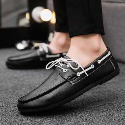 Fashion Men New Leather Loafers Comfortable Boat Shoes with Soft Bottom Lace Up Driving Shoes Elegant Man Dress Sandals Zapatillas Male