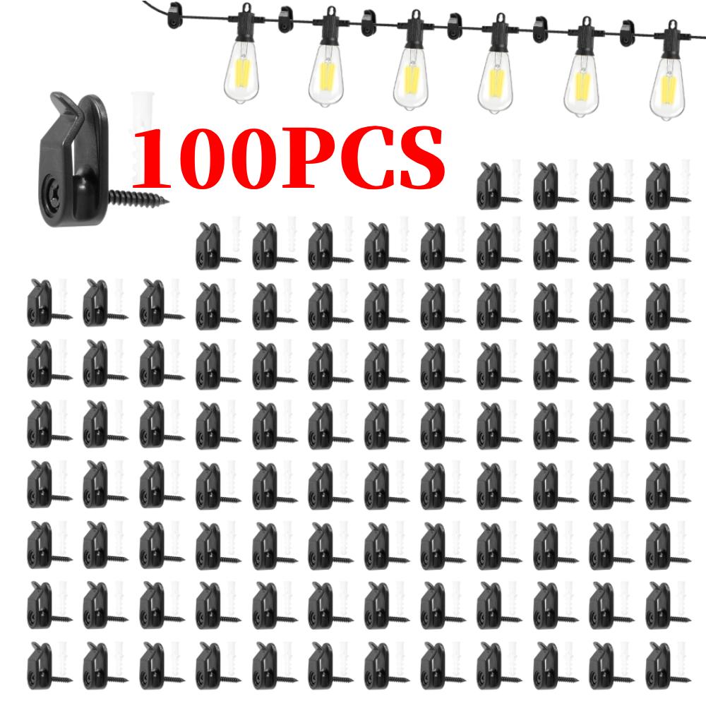 

100 Pcs String Light Hooks Outdoor All-weather Light Clips Weatherproof Fairy Lights Cable Hanger Hooks for Party and Home Decor