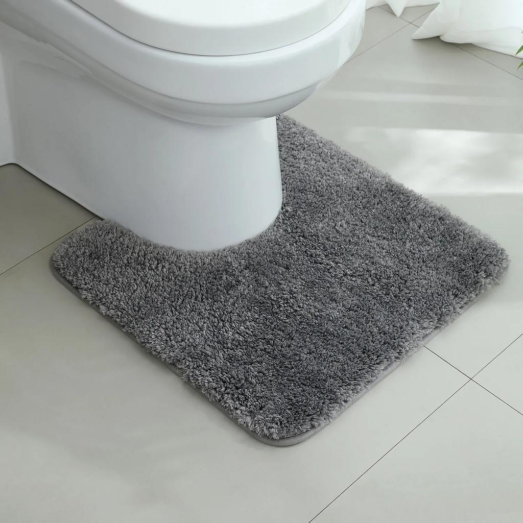 U-shaped Thickened Bathroom Floor Mat, Plush Material, Bathtub Absorbent Mat, Anti Slip Foot Mat, Bathroom Small Carpet, Entranc