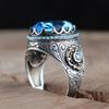 The 1pc Ring Combines Sea Blue Synthetic Zircon, A Fashionable and Retro Ring