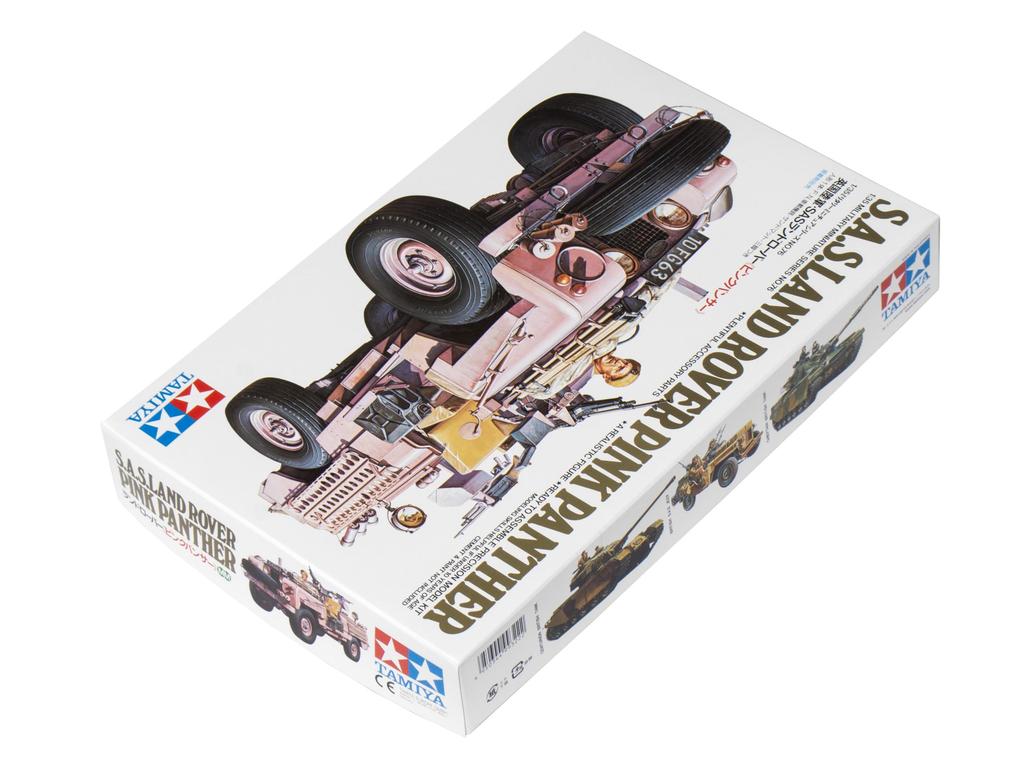 Tamiya 1/35 Military Miniature Series No. 76 British Army S.A.S. Land Rover Pink Panther Plastic Model 35076
