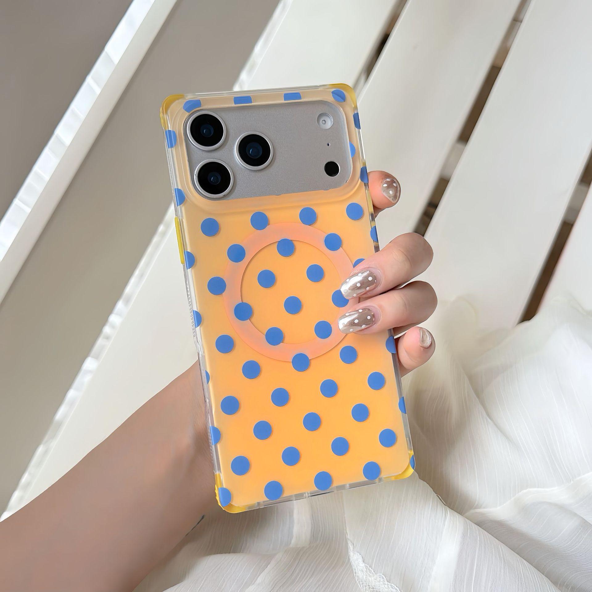 

Polka Dot Square Phone Case with Magnetic Attraction for iPhone 15/16/17/17 Pro Max iPhone 17 Pro Max