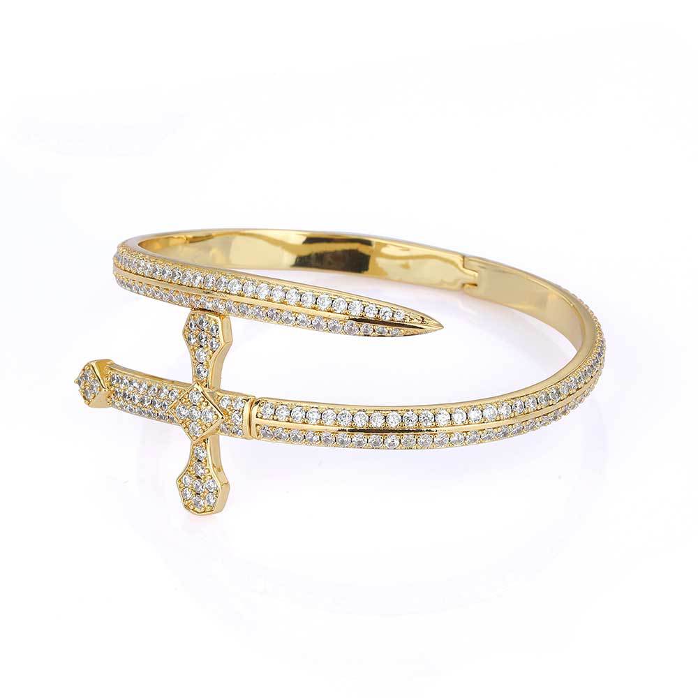 Hip Hop Justice Sword Cross Bracelet Trendy Brand Personalized Men's Zircon Bracelet High End Decoration