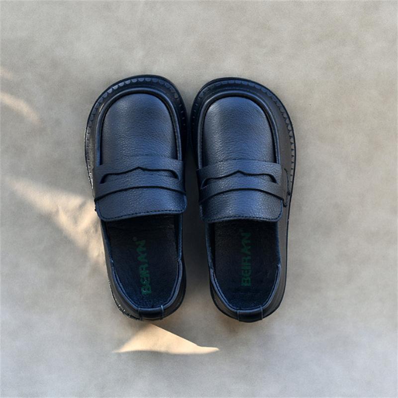 Echte Leder Kinderschuhe 2026 Frühling Sommer Herbst Kinderschuhe Jungen Mädchen Britischer Stil Klassischer Komfort Schwarze Lederschuhe