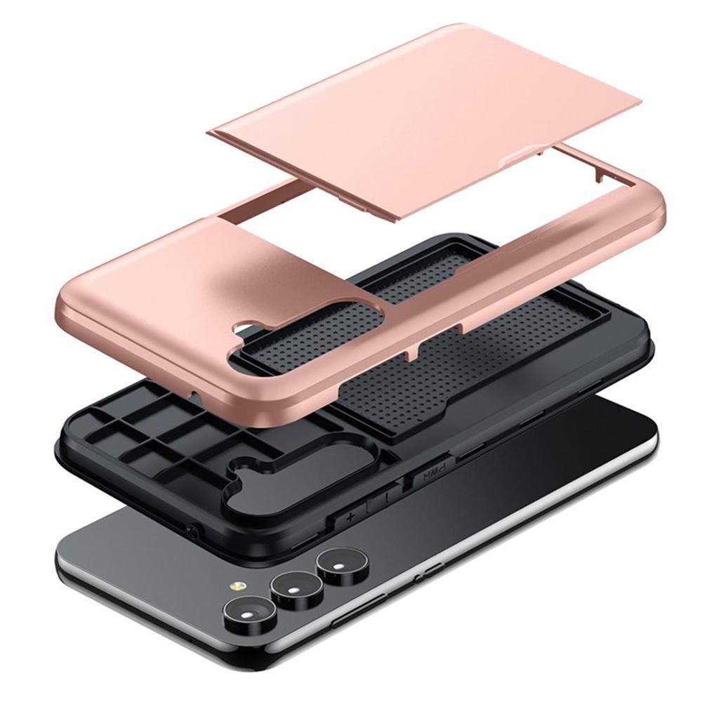 AMORUS For Samsung Galaxy A55 5G Case with Sliding Card Holder PC TPU Phone Back Cover