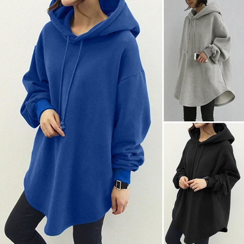Casual Long Sleeve Pocket Hooded Drawstring Sweatshirt