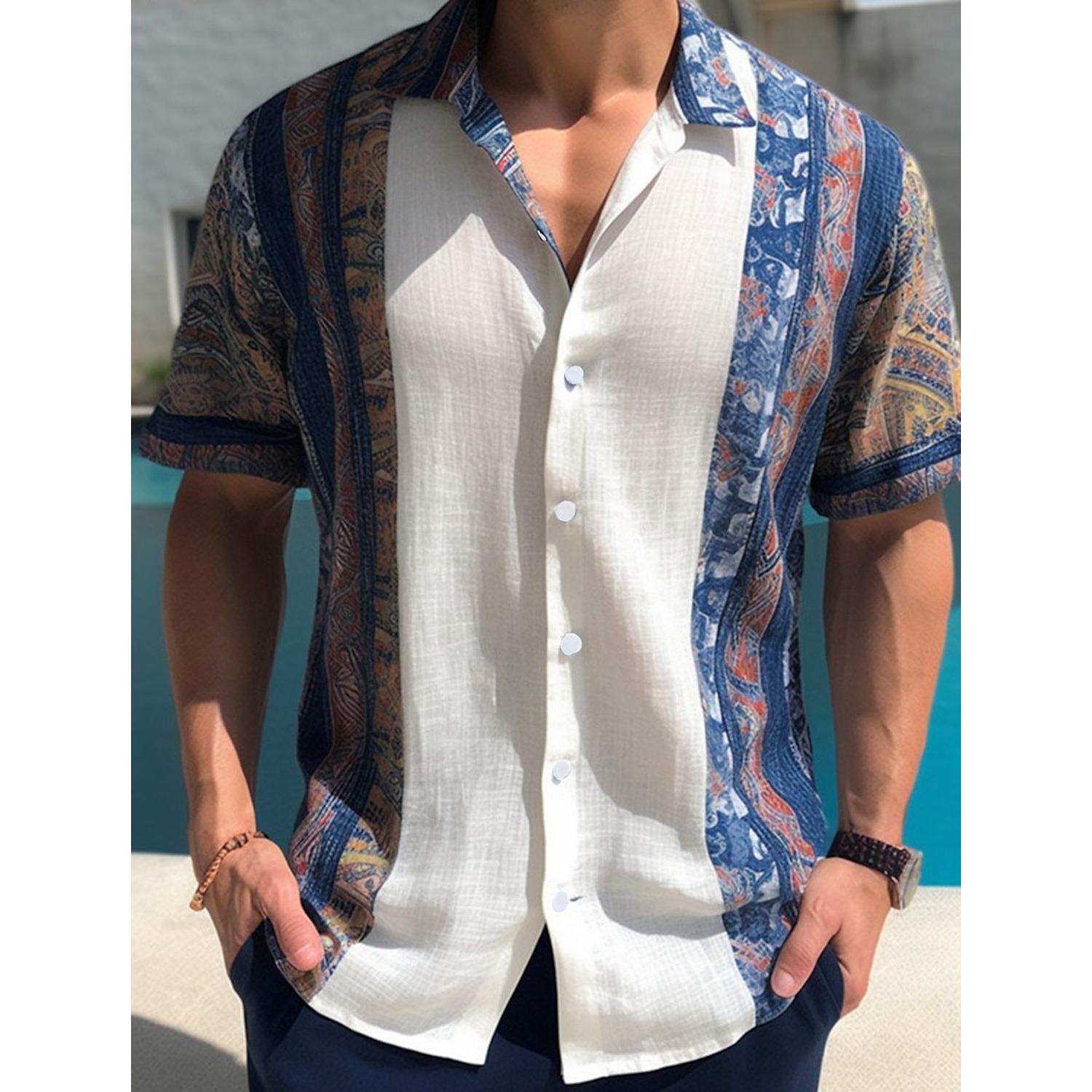 

2025 Летняя мужская рубашка с 3D-принтом, модная гавайская рубашка с короткими рукавами, мужская свободная универсальная рубашка L