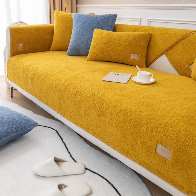 Autumn and Winter New Plush Super Soft Solid Color Sofa Cushion Cover Modern Simple Anti-slip Sofa Cushion Towel