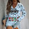 Women's Fashion Loose Raglan Sleeve T-Shirt With Christmas Print Casual Top