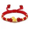 Handmade Red String Bracelet with Gold Ingot and Beads for Zodiac Year of the Horse - Immediate Wealth Lucky Charm