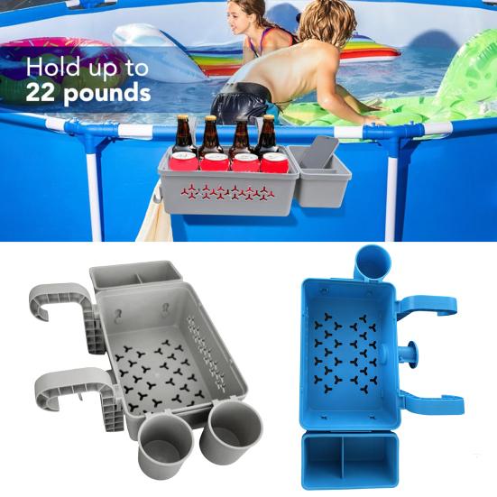 

Yousheng Pool Storage Basket for Above Ground Pools Poolside Storage Organizer with Cup Holder Hook Pool Accessories Holder Fits for Most Frame Pools синий