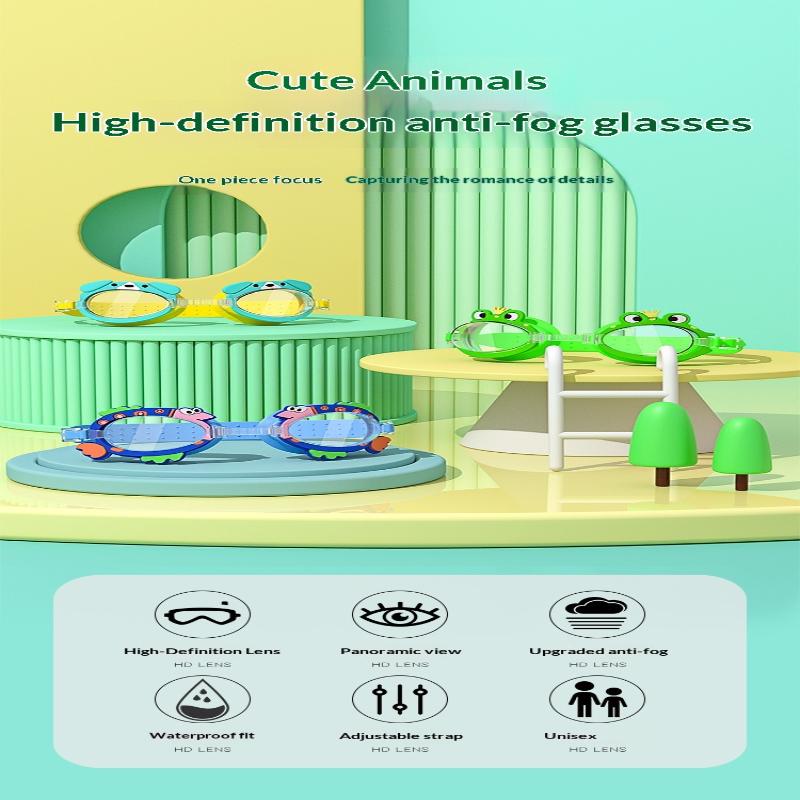 Children'S Swimming Goggles Hd Anti-Fog Waterproof Professional Swim Glasses With Swim Cap Set For Boys Girls