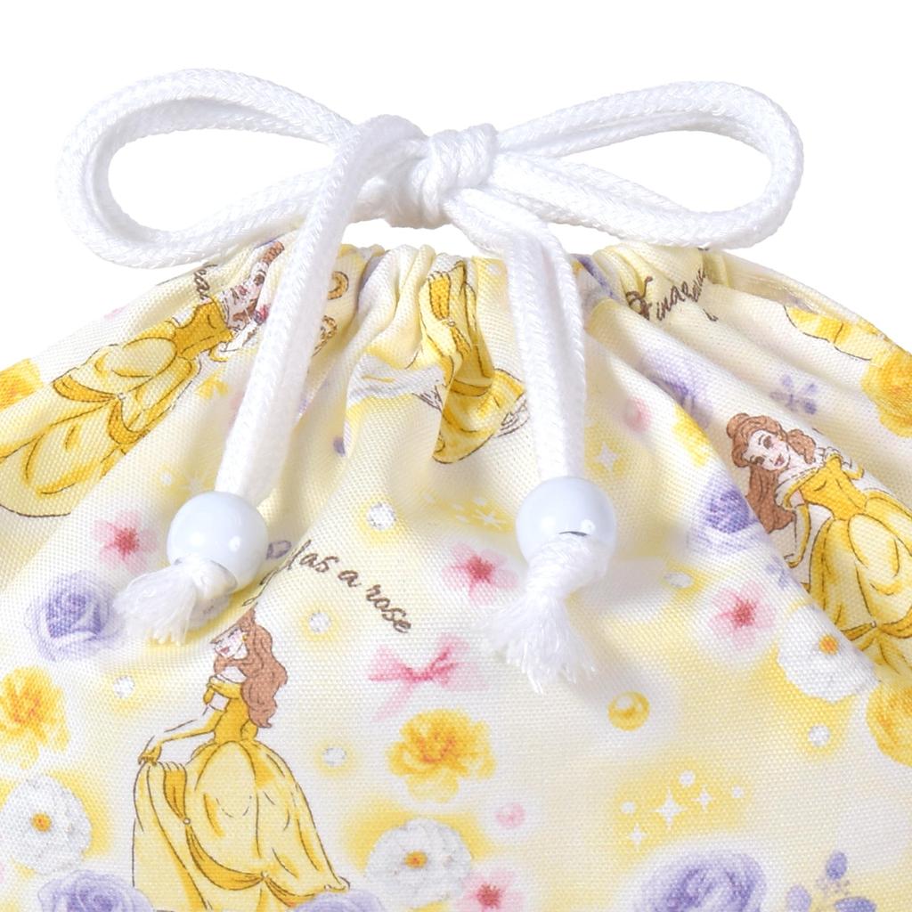 COLORFUL CANDY STYLE Disney Drawstring Medium Gusseted Lunch Bag Name Belle BEAUTY AND THE BEAST Belle Princess Belle Set of 2 Stylish Medium Gusseted