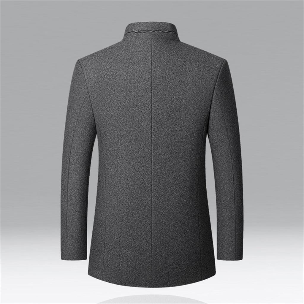 Men's Woolen Jacket Men's Stand Collar Jacket Middle-aged Men's Woolen Coat