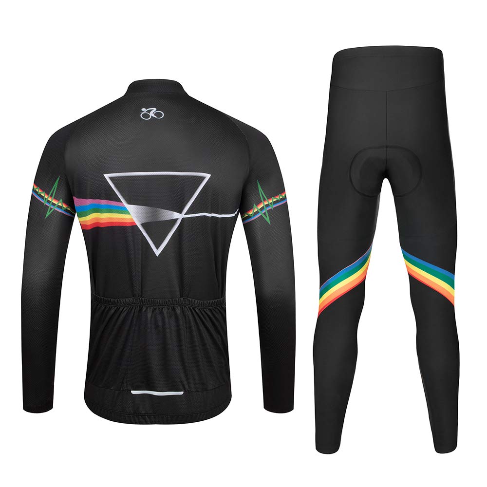 Set de maiou de ciclism Wisdom Leaves cu mânecă lungă, cu protecție 3D și reflectorizante, mărimi pentru bărbați, respirabil, absorbant al transpirației, material, negru, 3-3XL