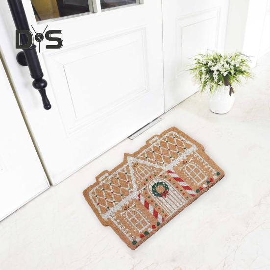 Weihnachtsfußmatte Cartoon Hausform Verdickt Große Wasseraufnahme Kapazität Badezimmerteppich Feiertagsdekoration Eingangsteppich Innen Außen Fußmatte