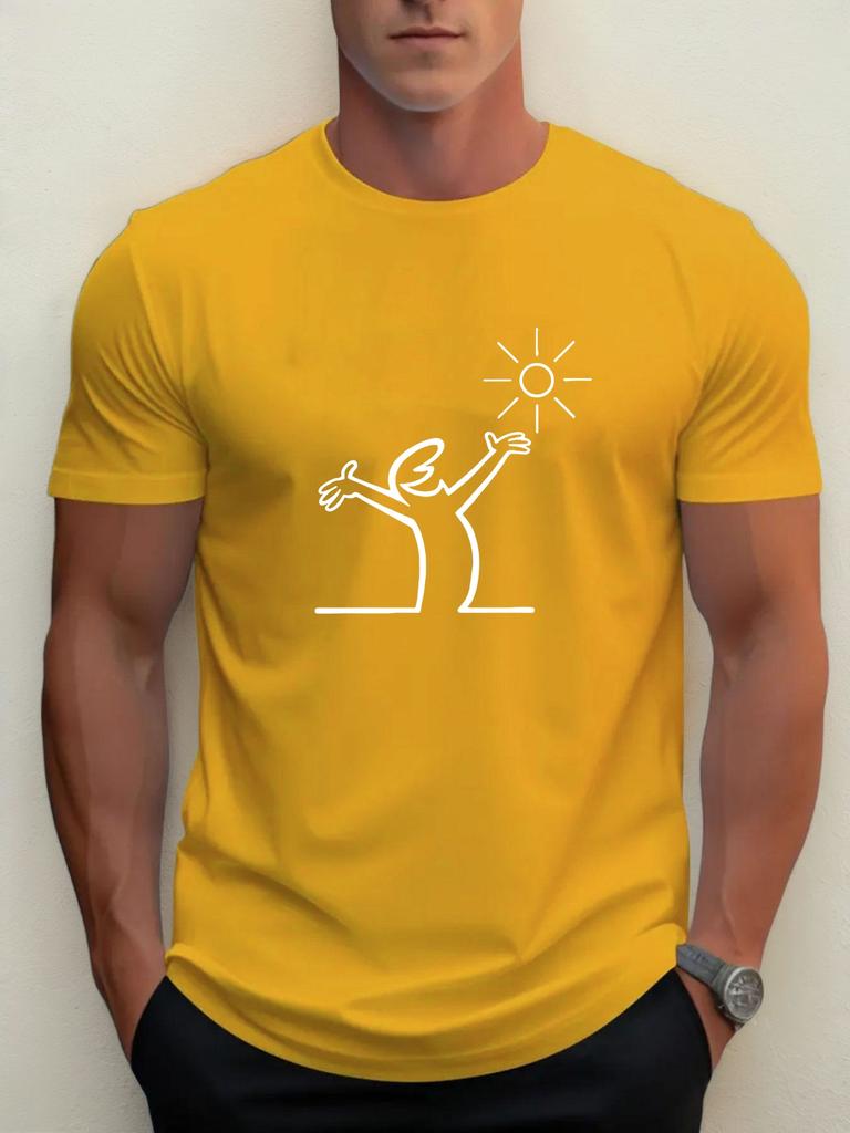 Sun and Hand Print 100 Cotton Cool Men Woment Tshirt Summer Autumn Daily Outdoor Sports Party Casual Loose Street Short Sleeve