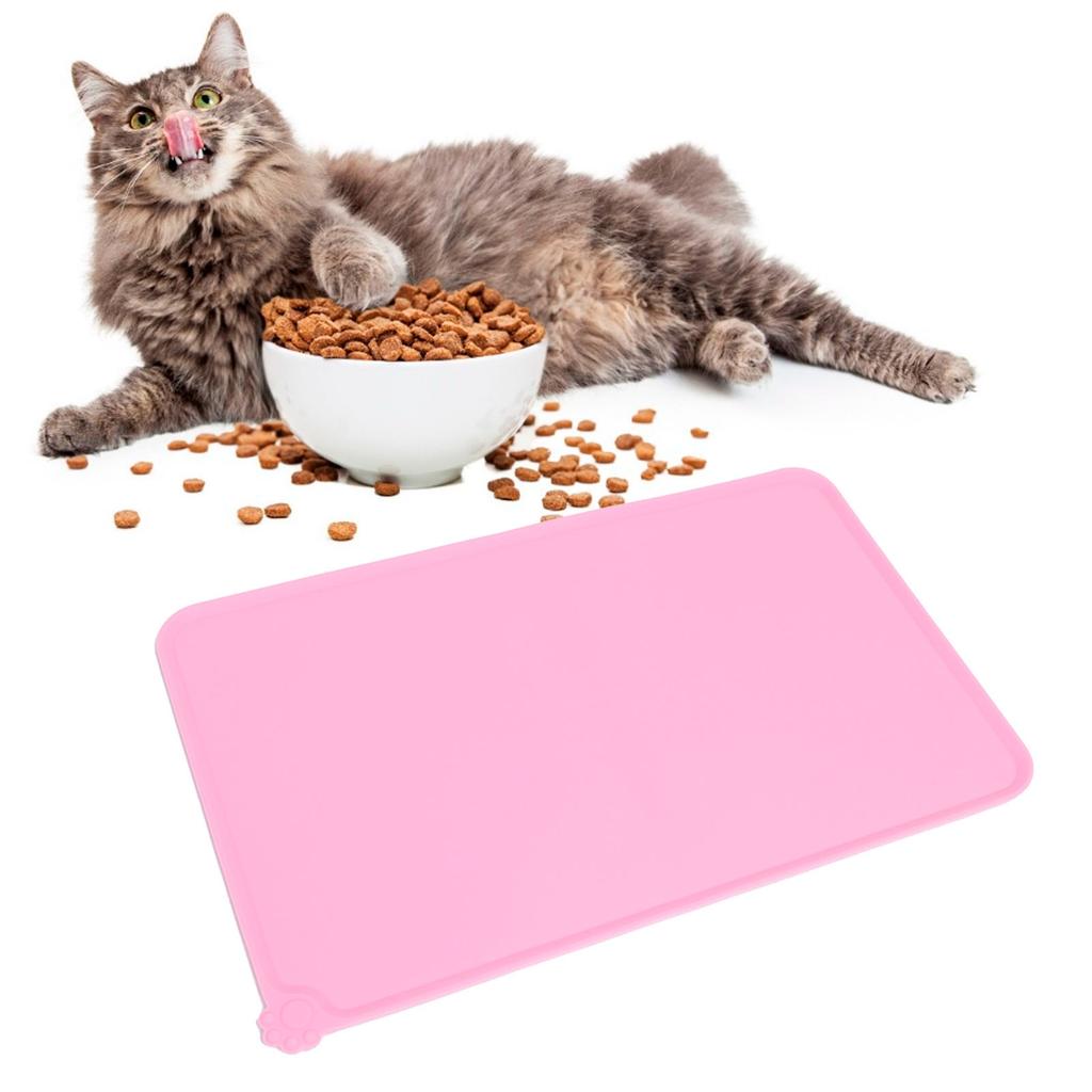 Pet Food Pad Silicone Waterproof Non Slip Bowl Drinking Feeding Mat Placemat for Dog Cat(Red )