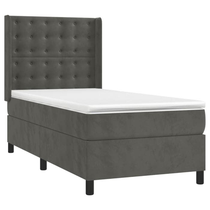 Maison Exclusive - Sommier à lattes de lit matelas LED Gris foncé 90x200cm Velours