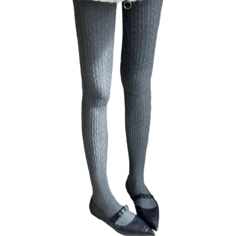 Women Spring Fall Elegant Twist Striped Patterned Jacquard Tights Opaque Stockings Pantyhose Hosiery Slimming Leggings