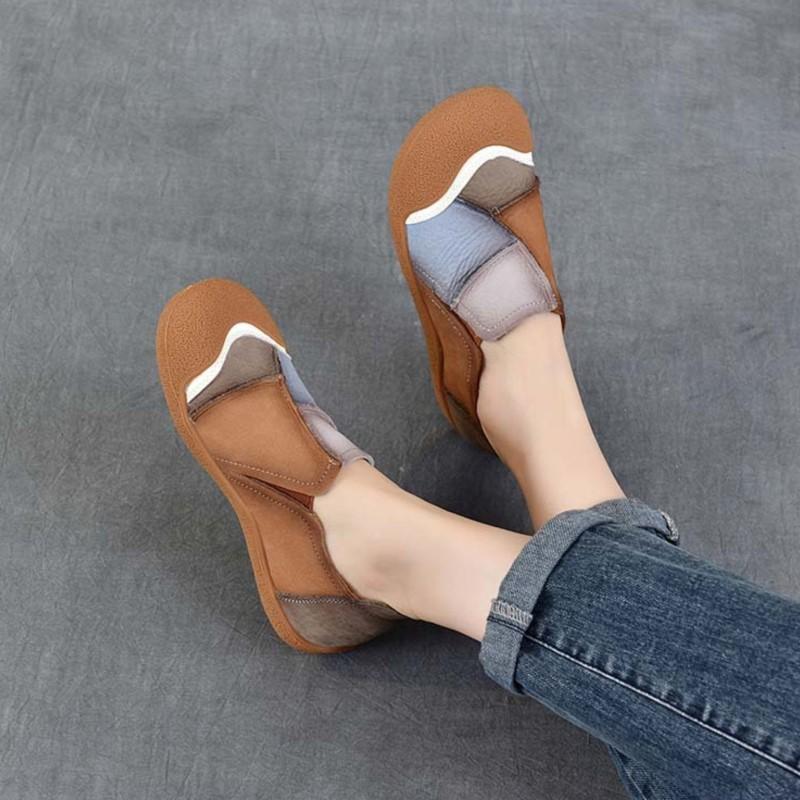 Fashion GKTINOO Genuine Leather Soft Soled Loafers 2025 Autumn New Versatile Casual Mixed Colors Women's Slip-on Shoes