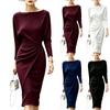 Women's Fashion Crewneck Long Sleeve High Waist Bodycon Dress
