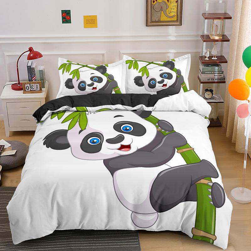 Cartoon Panda 3D Bedding Set Printed Cute Animal Duvet Cover Sets Single Full Queen King Size Bed Clothes For Adult Kids Gifts