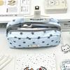 Starry Dot Cat Pencil Case With Fabric Material For Students And Girls