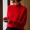 Spring Loose Semi-Turtleneck Wool Solid-Color Knitted Sweater With Curled Edges And Thin Bottoms