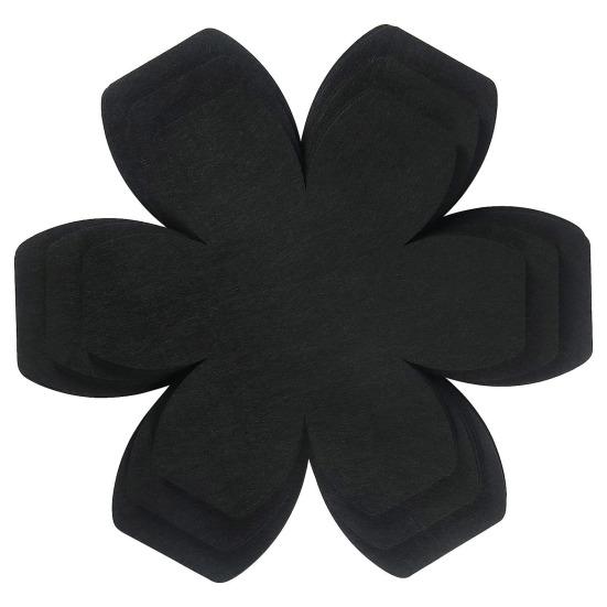 

12 шт./комплект защитных накладок для кастрюль, моющиеся, штабелируемые, устойчивые к царапинам, шестиугольные, в форме цветка, для кухни чёрный