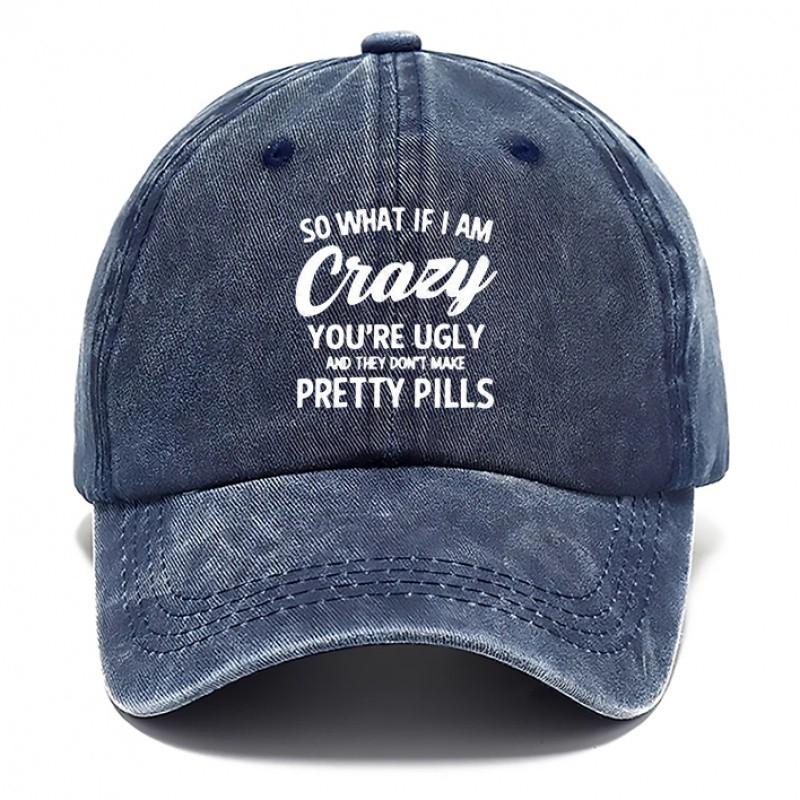 Crazy Slogan Washed Baseball Cap Breathable Cotton Adjustable Sun Hat for Unisex