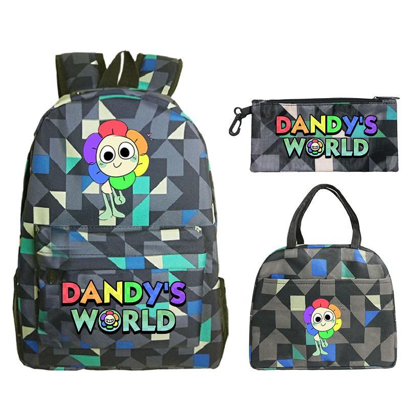 Dandy's World Game Merchandise Printed Primary and Secondary School Schoolbag Three-piece Set Foreign Trade Popular Children's Backpack