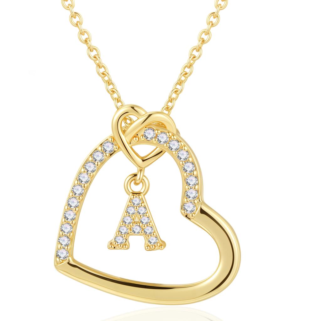 Popular women's jewelry, high-end 11-letter zircon design, long necklace, heart-shaped collarbone chain.