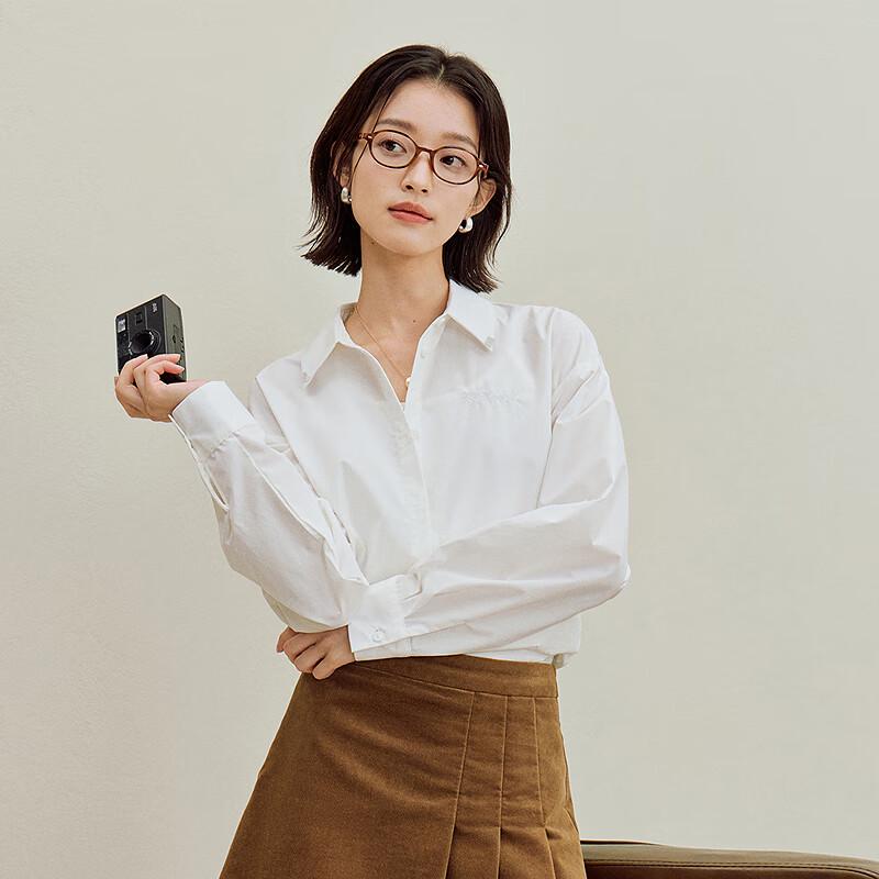 Inman Women's French Style Loose Poplin Long-Sleeve Shirt