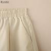 ZANZEA Pantaloncini estivi larghi in vita elastica casual da donna