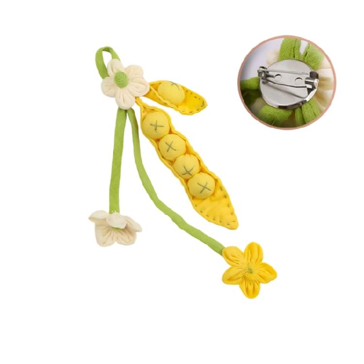 

Creative Handcraft Pea Shaped Textile Pin Quick Attach Fashion Embellishment For Adults Teens жёлтый
