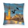 Mary Poppins Over London Square Pillowcase Polyester Linen Velvet Pattern Zip Decorative Pillow Case Car Cushion Cover 18"