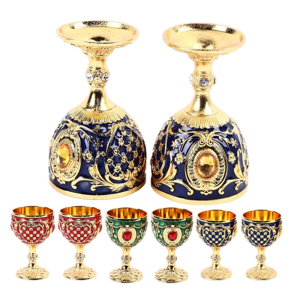 Weinglas im Vintage-Stil, Zinklegierung, elegante, dekorative Retro-Gläser mit Stiel für Zuhause, Bar, Party, 2 Stück