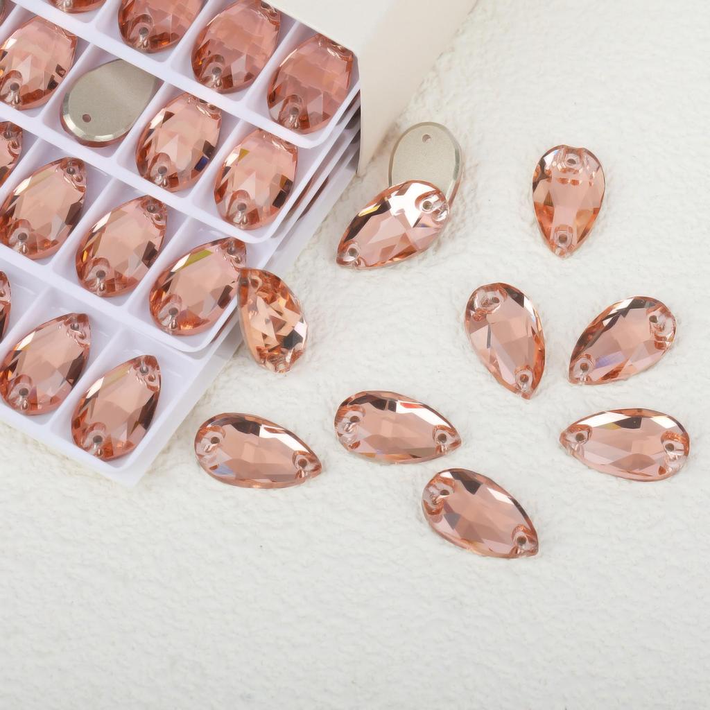 K9 Měkké Sklo Slza Dvouotvorové Drahokamy Vrtané pro DIY - Nepravidelné Barevné AB Diamanty