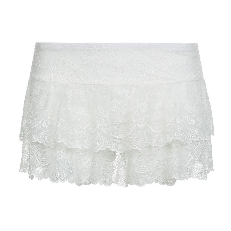 

Solid Color Elastic Waist Half Length Skirt Solid Elastic Waist Skirt White S