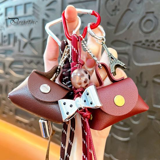 Compact Coin Holder Keychain Mini Dumpling Bag Purse Security Snap Detachable Wrist Strap Waterproof Imitation Leather Small Wallet Key Chain