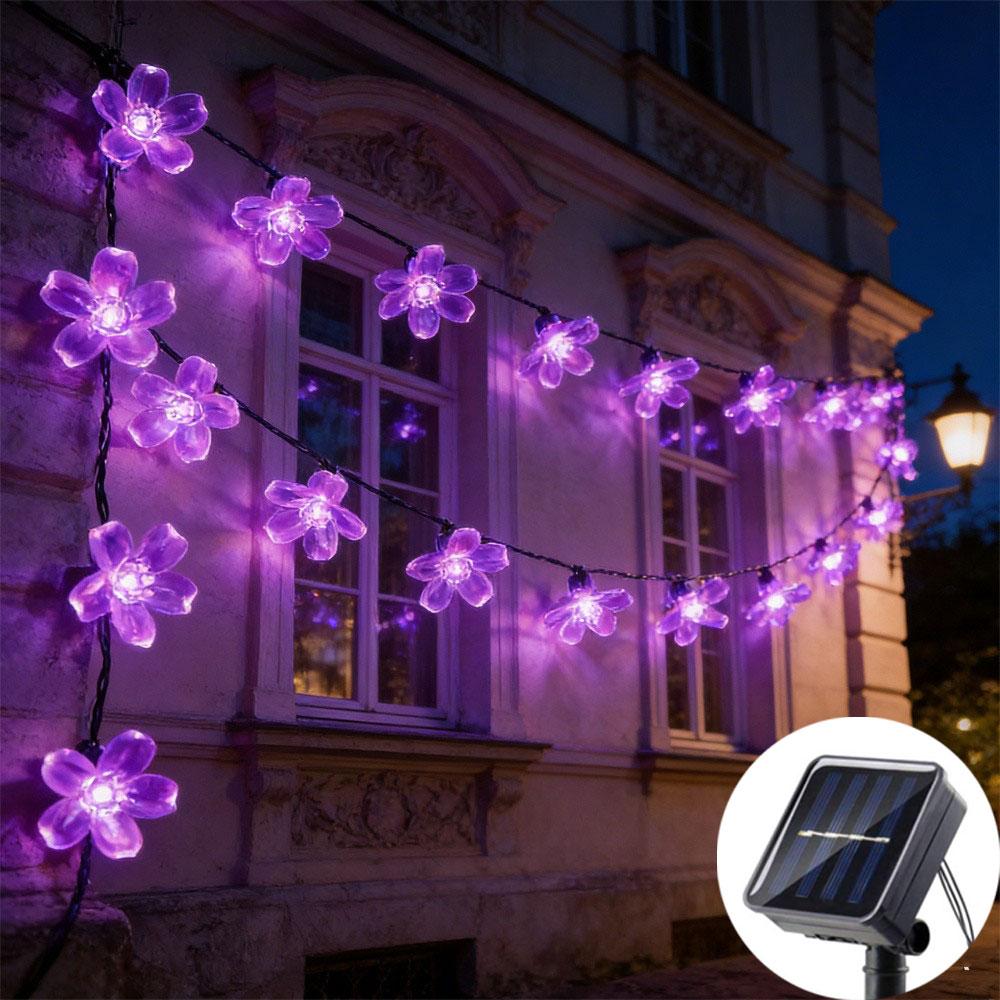Garden Decoration Christmas Wedding Party 5/7/12M Solar Flower String Lights Fairy LED Lights String Outdoor Lighting for Home