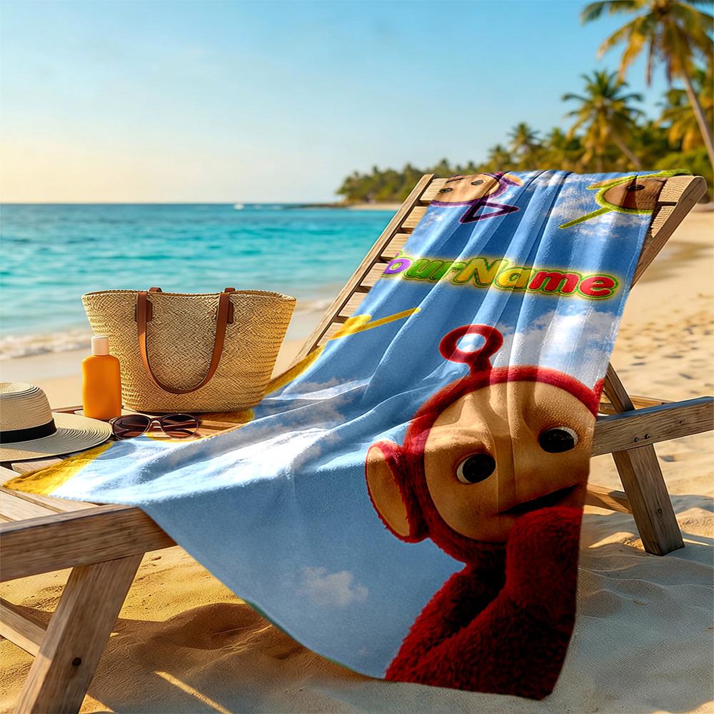 Teletubbies Customizable Name Beach Towel Soft Durable Quick-Dry Portable for SwimmingBeachCamping Travel Beach AccessoriesGym
