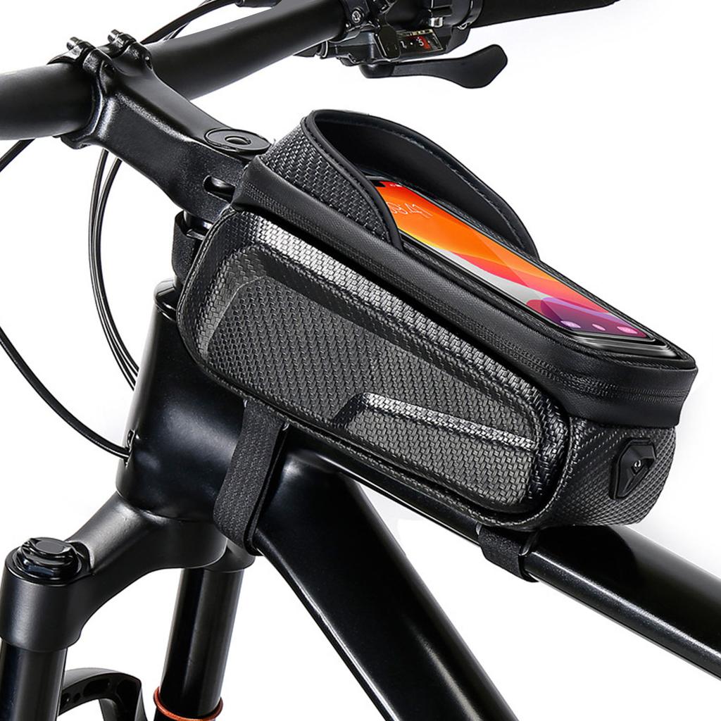 Bike Front Frame Bag Water Proof EVA Hard     Top Tube Bag Cycling Pouch with Touchscreen TPU Film