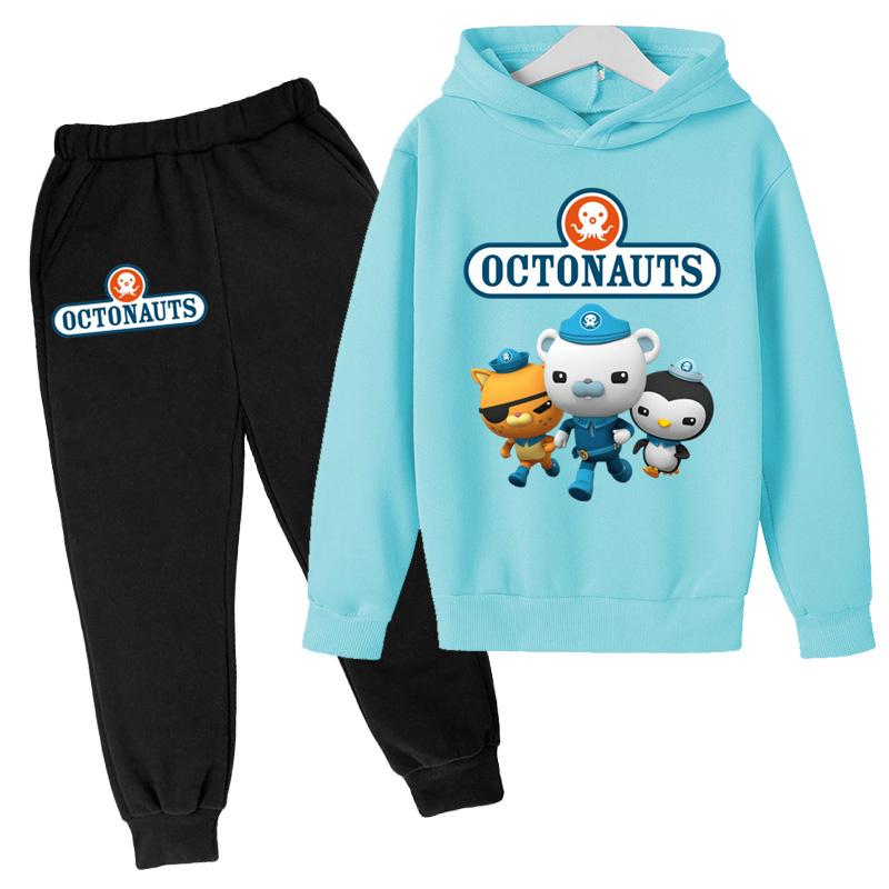Kids Fall/Winter OCTONAUTS Clothing Sweatshirt Boys Girls Toddlers 3-12 Years Coat +trousers 2P Outdoor Sports Casual Hoodie Set