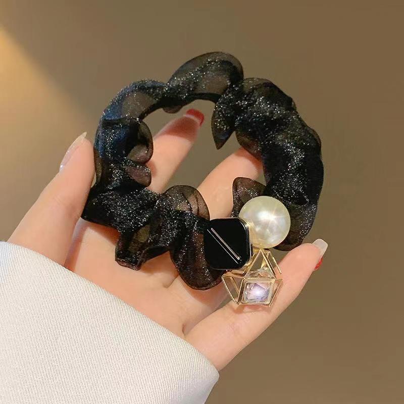 Luxury Pearl Organza Hair Band with Rhinestones